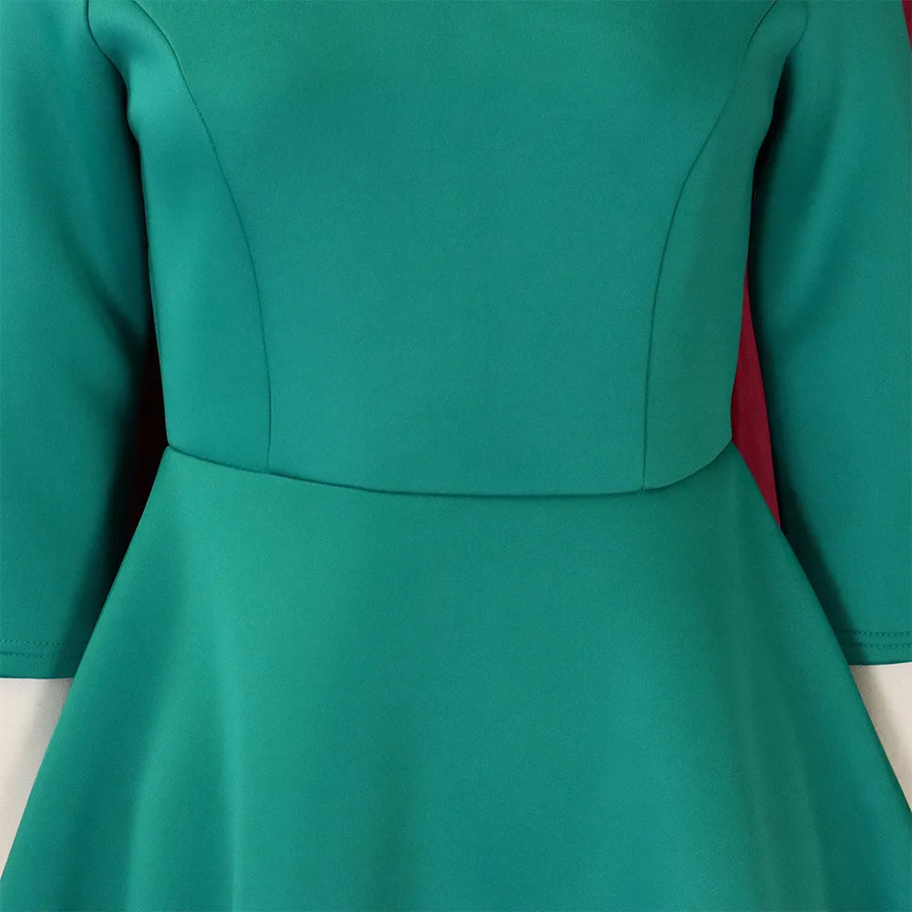 Elegant Pure Color Maxi Dress Evening Gown A- Line Skirt Polyester Fabric round Neck Short Sleeve High Waist Midi Dress
