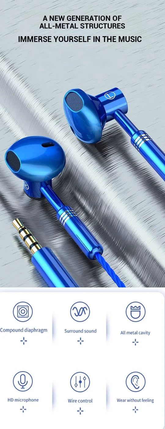 Wired Earbuds HiFi Stereo Bass with Mic Tidesmit 3.5mm or Type C Tidesmit