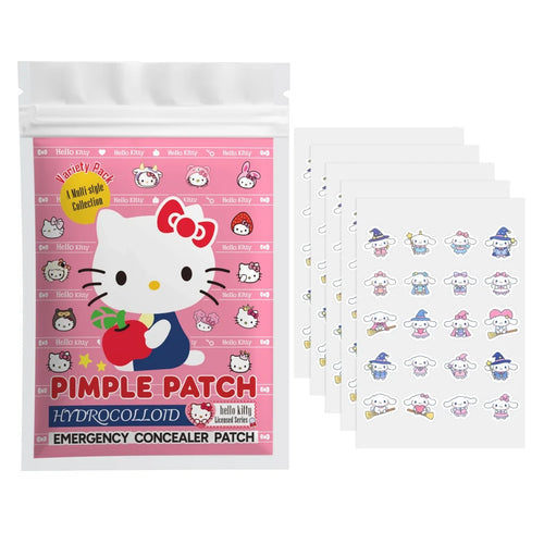 Hello Kitty hydrogel pimple patch pouch with cartoon cat and “PIMPLE PATCH” design