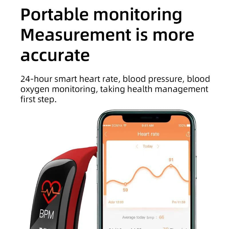 C1 Plus Smart Watch Fitness Tracker Bluetooth Heart Rate Blood Pressure Monitor Step Counting Sports Bracelet for Men Women 2026