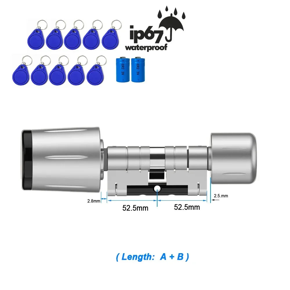 IP67 Waterproof Euro Smart Electronic Door Lock Cylinder TTLock App Control Anti-Drill Remote Access Lock