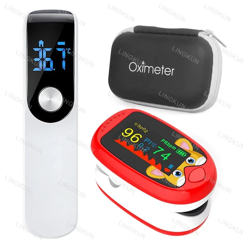 USB Pediatric Oximeter Finger Blood Oxygen Monitor for Children Pulse Oximeter OLED Digital Oximetro Home Medical Thermometer