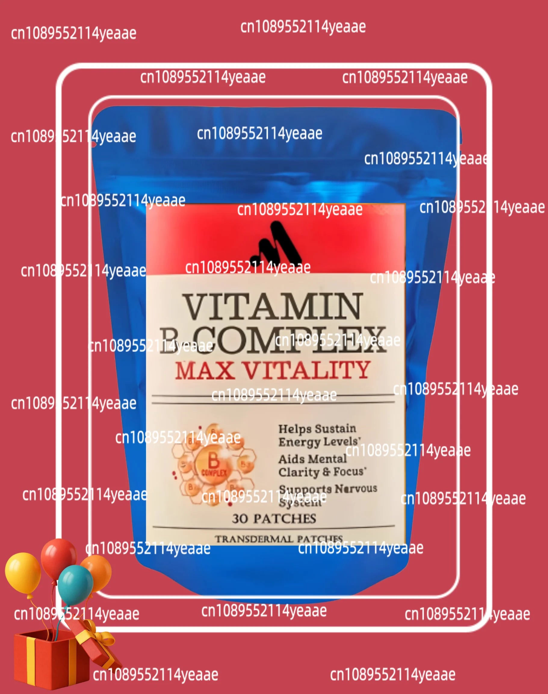 Vitamin B Complex Transdermal Patches B1, B2, B3, B5, B6, B12, D-biotin & Folic Acid, Support Cellular Energy & Mental Clarity