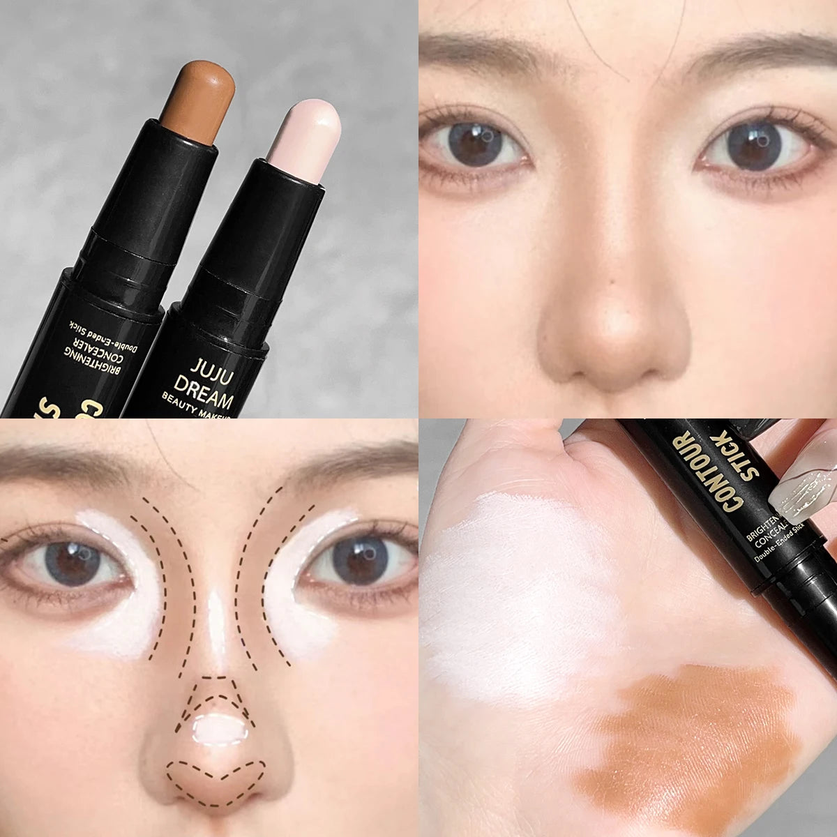 Tidesmit dual-ended highlighter and concealer wand for natural 3D contouring and face makeup detail view