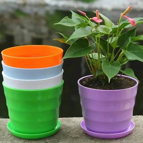 1 Pcs Plastic Flower Pot Succulent Plant Flower Pot For Home Office Desktop Decoration Colorful Garden Supplies Color Randomly