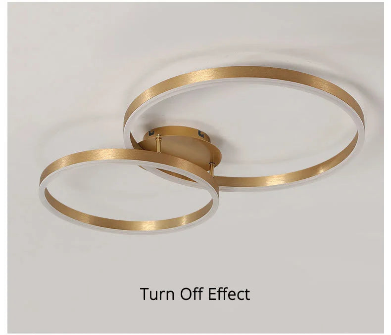 Nordic Creative Led Circle Chandeliers Bedroom Living Dining Room Lighting Chandelier Golden Brown Glossy Lamp Home Indoor Lamps