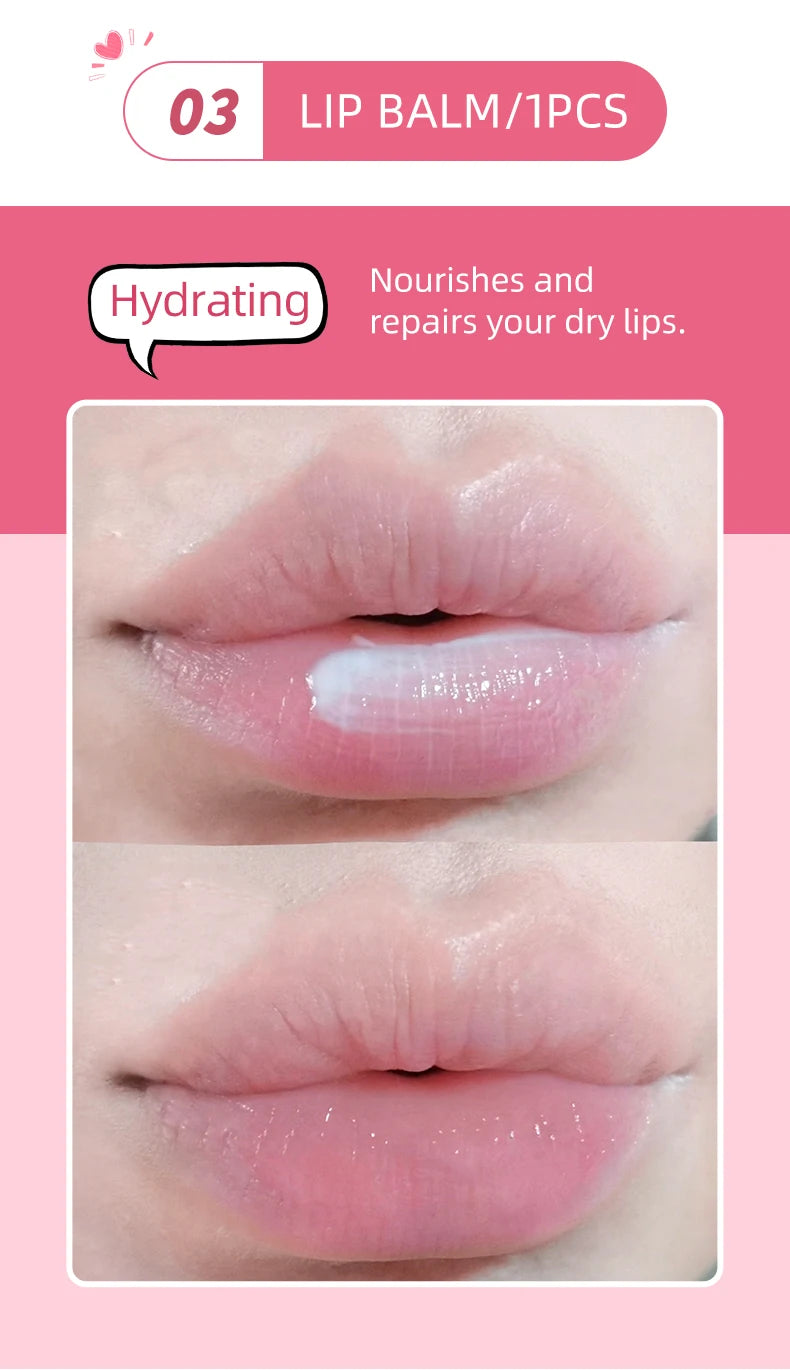 Tidesmit 4-color matte liquid lipstick set with lip gloss, lip balm plumper, and necklace gift shade swatch