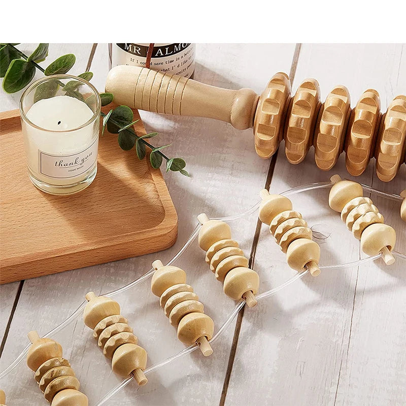 Back Massage Roller Rope: Deep Tissue Wood Therapy Tool for Pain Relief Back Massage Instrument Tidesmit