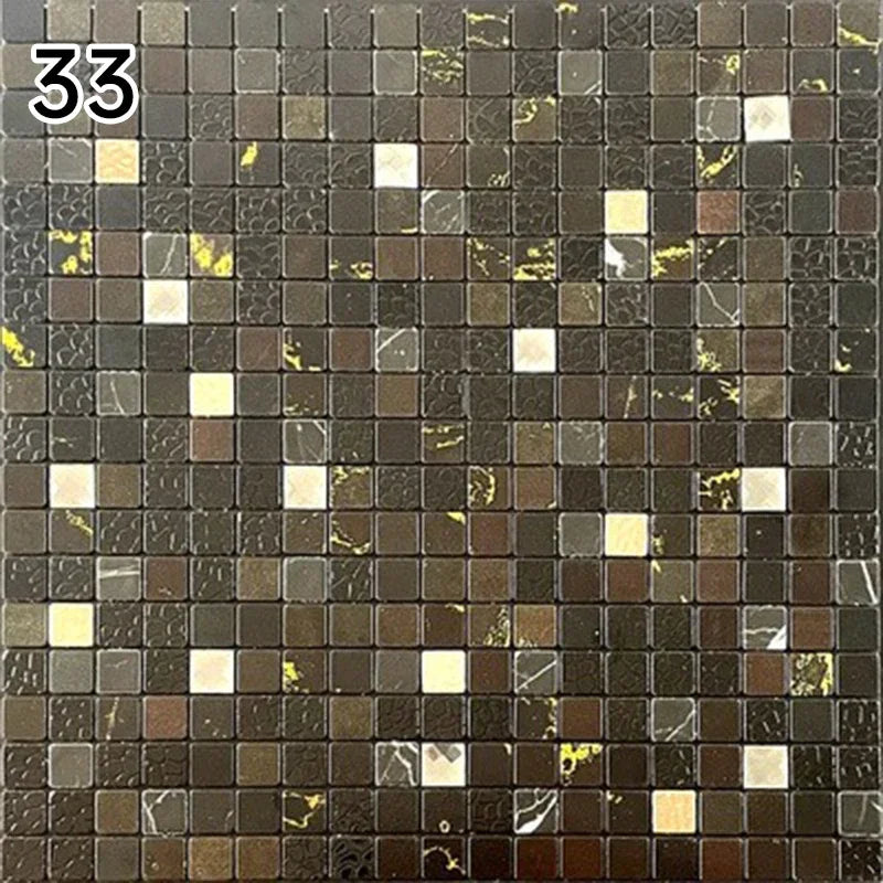 Olive and brown mosaic wall decal with small square tile grid, crystal look