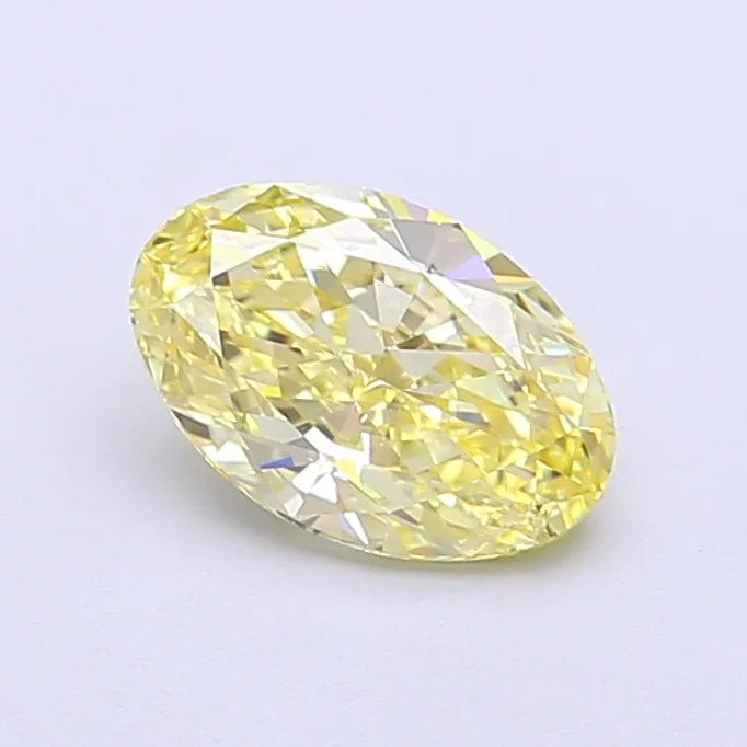 CVD Lab Grown Diamond Oval Modified Cut VS1 Clarity Fancy Intense Yellow Excellent Polish One Carat IGI Certified Loose Gemstone