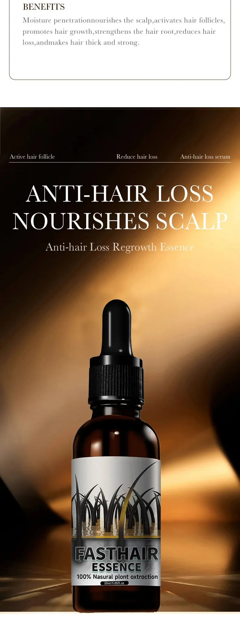 Tidesmit non-greasy hair growth serum to strengthen roots, nourish scalp, and treat hair loss with natural extracts.