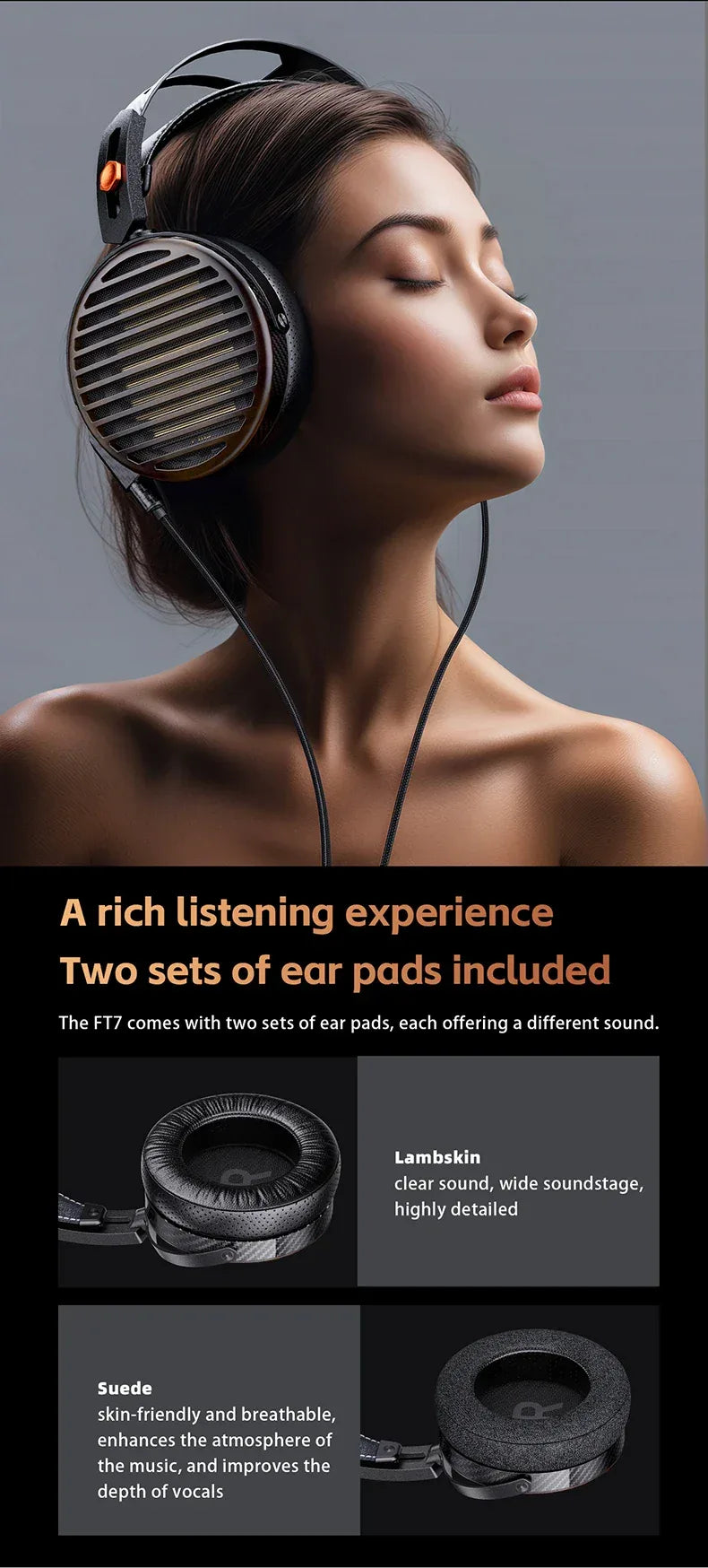 FiiO FT7 Open-Back Planar Headphones 106mm Driver | Tidesmit Tidesmit