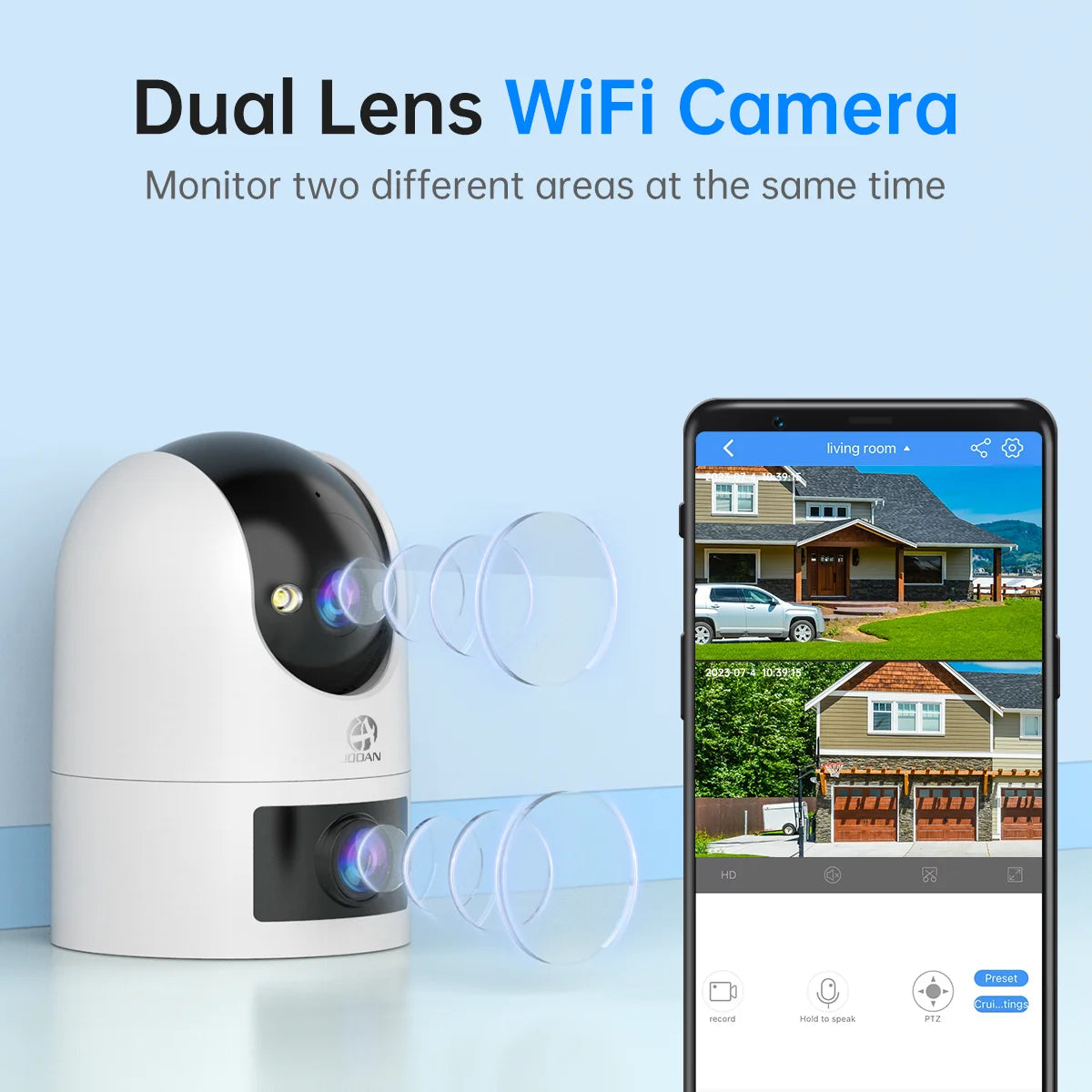 Jooan WiFi Surveillance Camera Dual Lens 4K 8MP HD Outdoor IP Camera AI Tracking Security Protection Wireless Smart Baby Monitor
