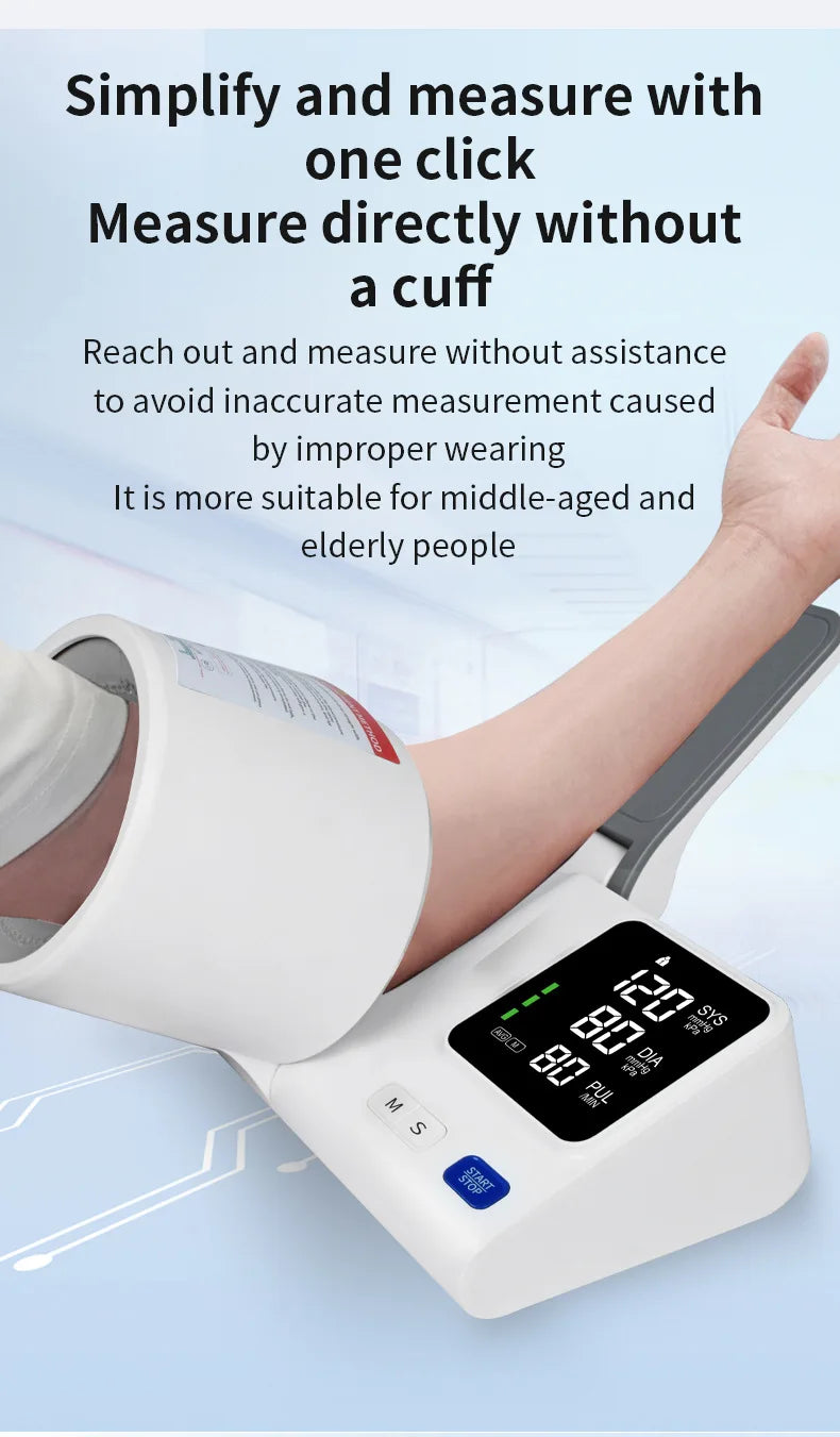 Upper Arm Electronic Blood Pressure Monitor, Household Medical Voice BP Monitor for the Elderly, Large Screen, Memory Function