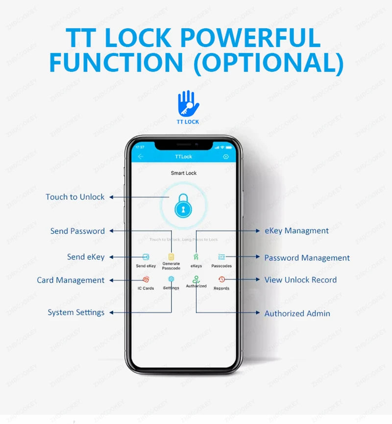 Slim 3.5cm Waterproof Aluminum Smart Door Lock with TTLock Bluetooth Fingerprint Password IC Card APP Control for Sliding Doors