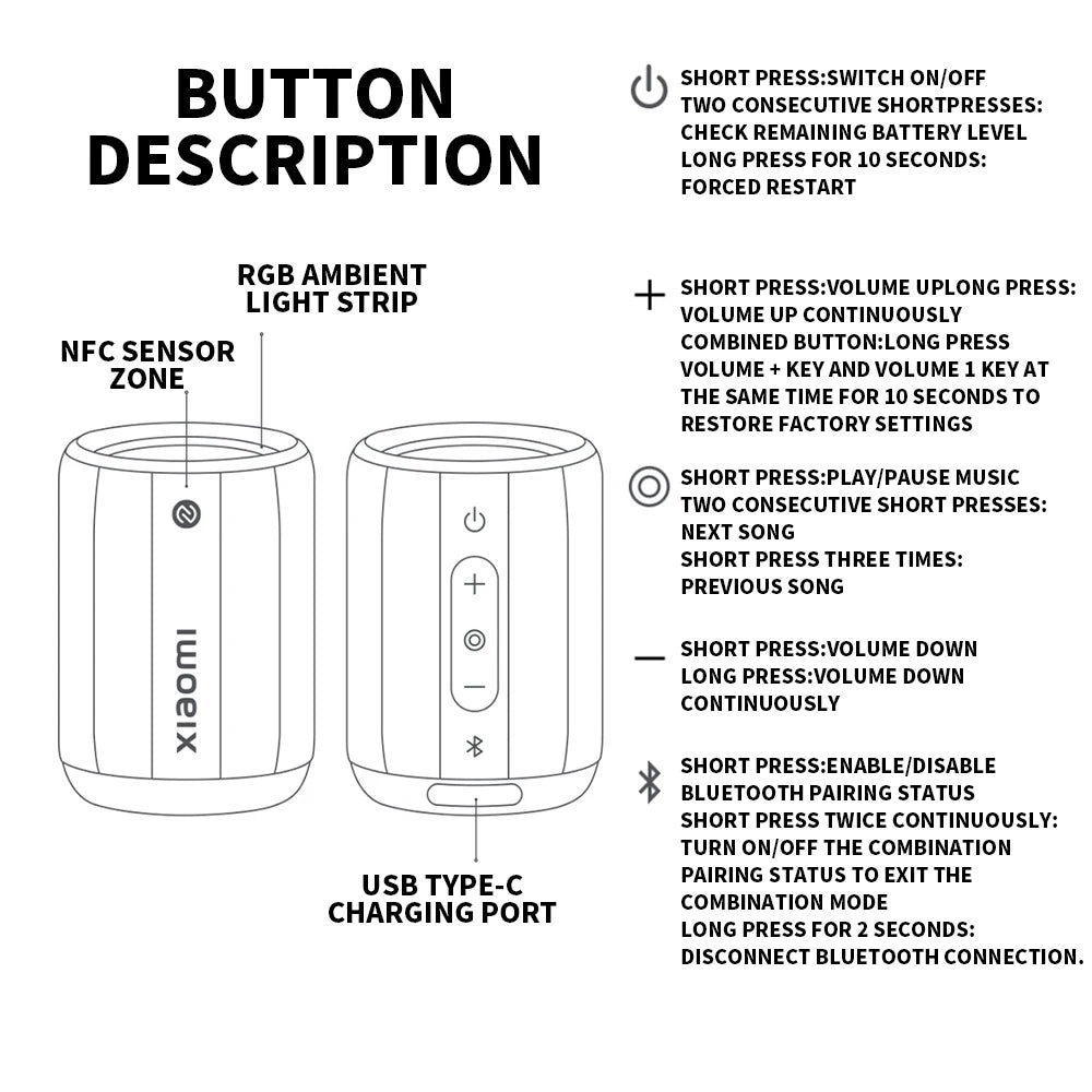 Original Xiaomi Bluetooth Speaker Mini is compact and portable, with an RGB ambient light ring offering customizable colors CN.
