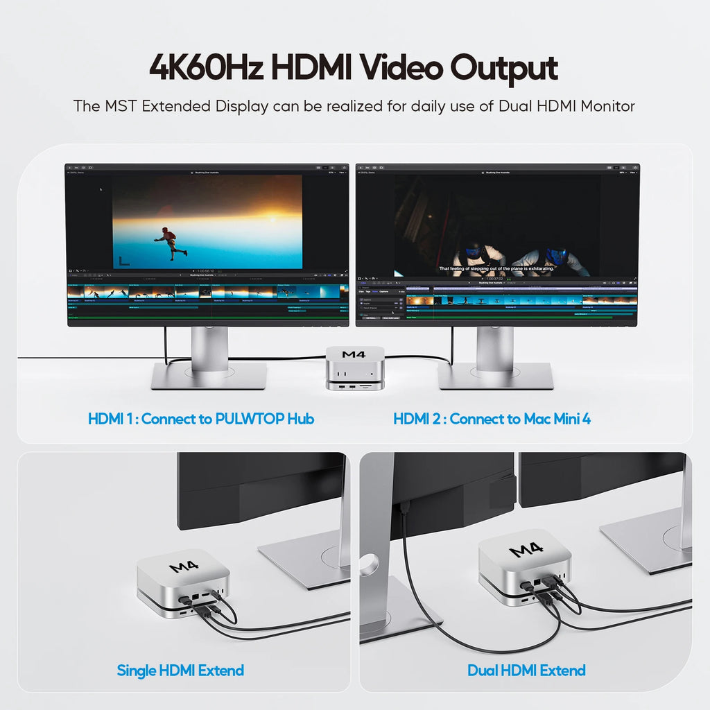 Mac Mini M4 Dock with 4TB SSD Enclosure & 4K HDMI Hub | Tidesmit Tidesmit