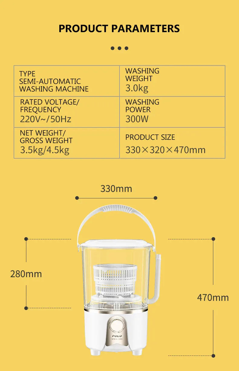 Tidesmit semi-automatic portable laundry bucket washing machine and small dryer for baby clothes and underwear