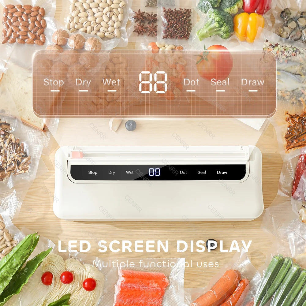 CENRR NEW Electric Vaccum Sealer Dry/Wet Food Packaging Machine Bag Sealing With UV Food Cutter Food Vacuum Packaging Machine