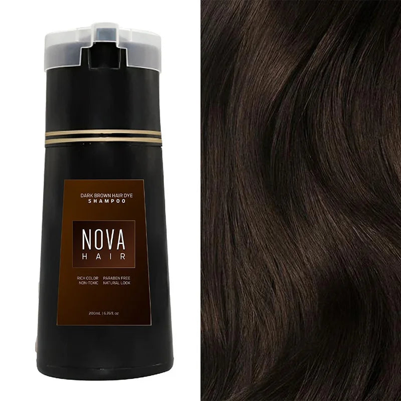 Nova 3-in-1 Hair Coloring Shampoo Oil Control Fluffy Refreshing Hair Dye Quick Dizzy Hair Coloring Shampoo Hair Care 7 Colors