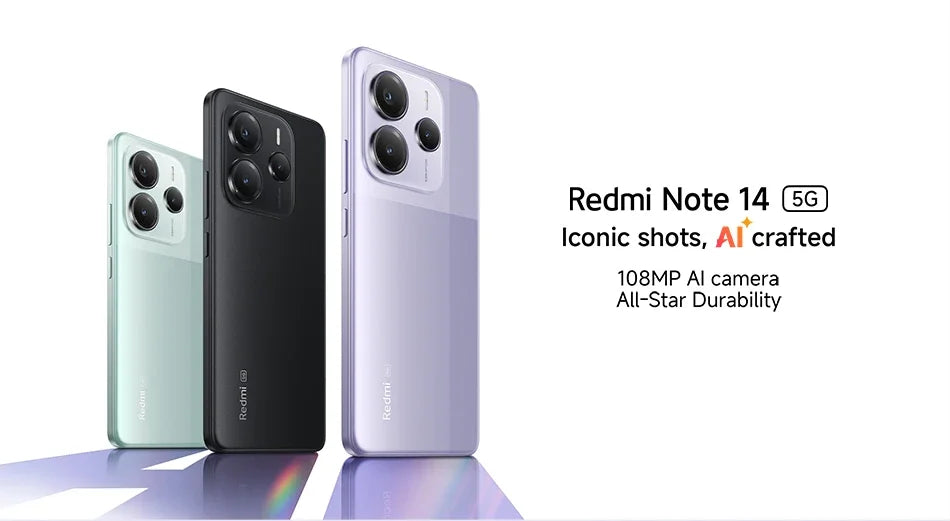 Global version Xiaomi Redmi Note 14 5G Smartphone Dimensity 7025-Ultra  108MP AI camera NFC 6.67" 120Hz AMOLED display IP54