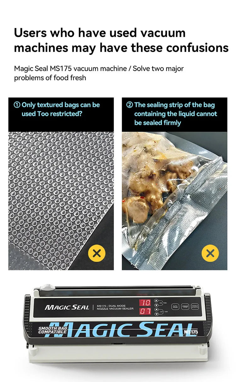 Vacuum Packaging Machine for Food Plastic Bags Sealer Sealing Machine Mylar Bags Kitchen Packer Automatic Manual Modes Home Appl