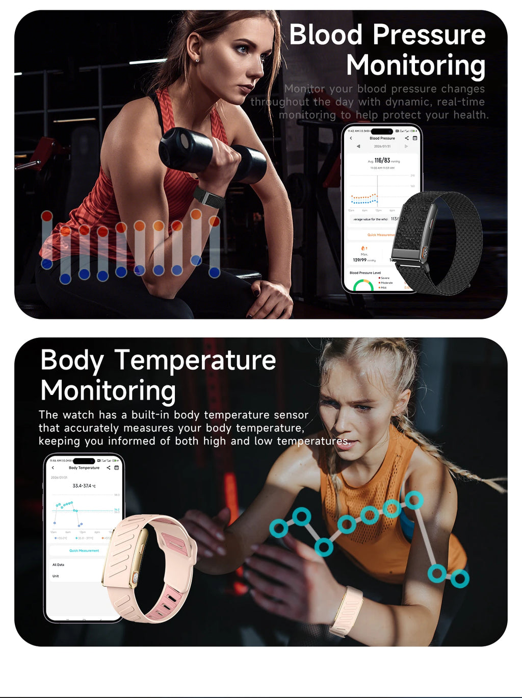 2026New Sport Fitness Tracker Smart Band Blood Oxygen Pressure Uric Acid Blood Lipid ECG Waterproof Smart Bracelet For Men Women