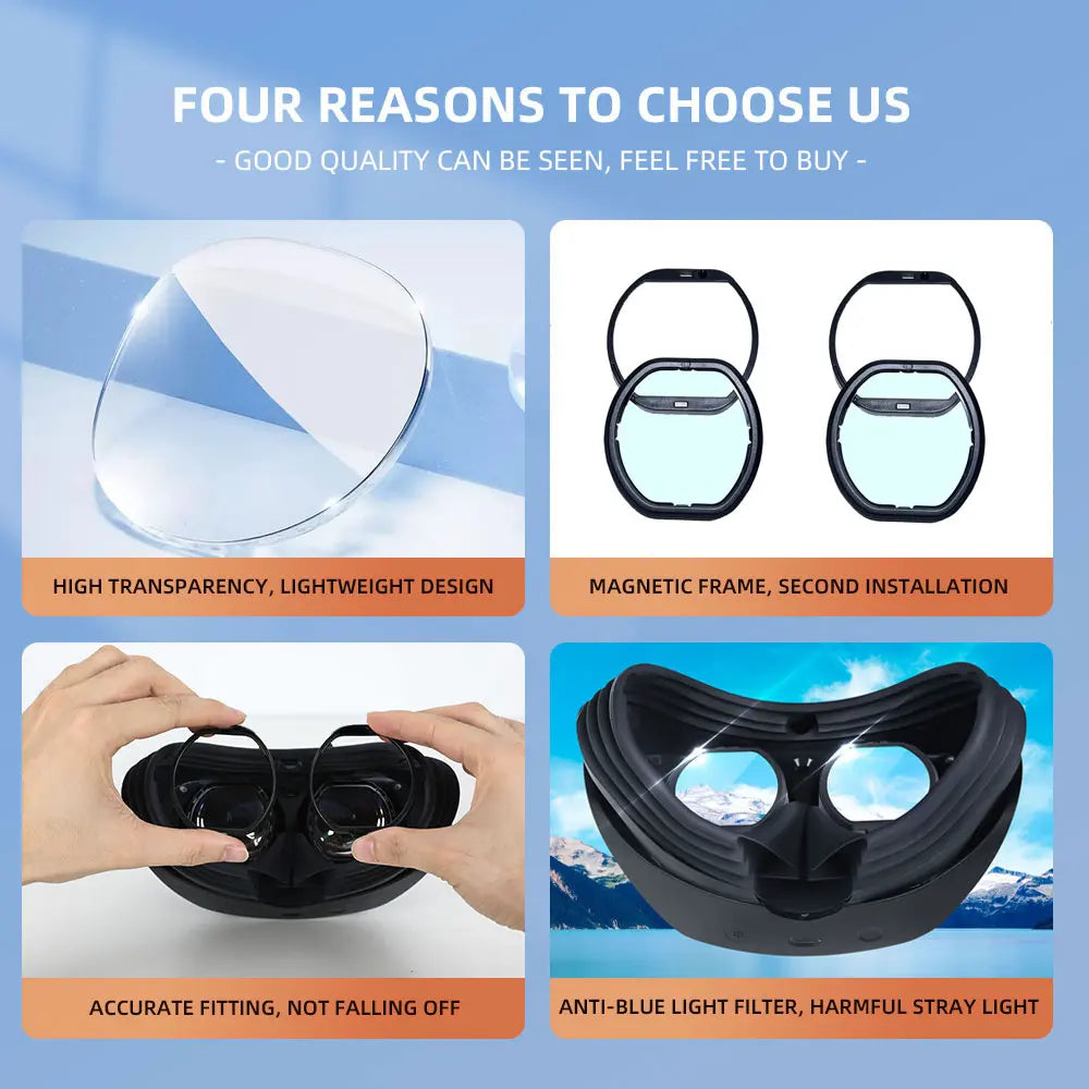 PS VR2 Prescription Lenses - Custom Anti-Blue Light Frames for VR Tidesmit