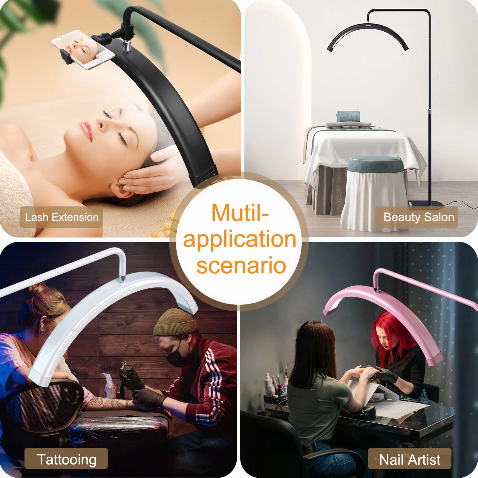 Half Moon Lash Light - 28 Inch Adjustable LED Beauty Lamp for Estheticians Tidesmit
