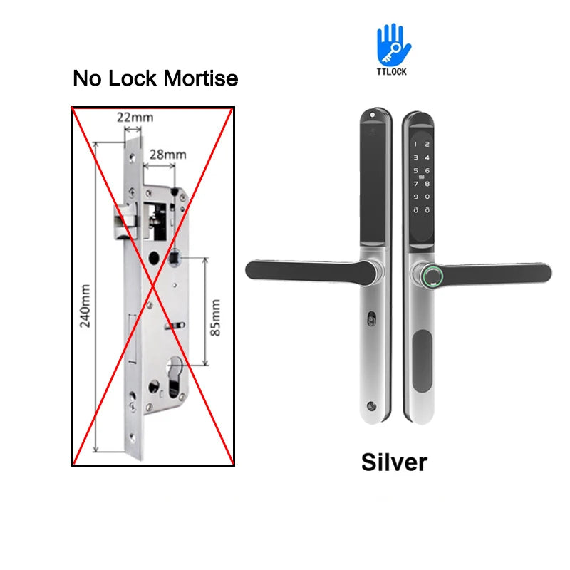 TTLock App Smart Aluminum Door Lock Waterproof Fingerprint Digital Password RFID Card Remote Electronic Sliding Glass Door Lock