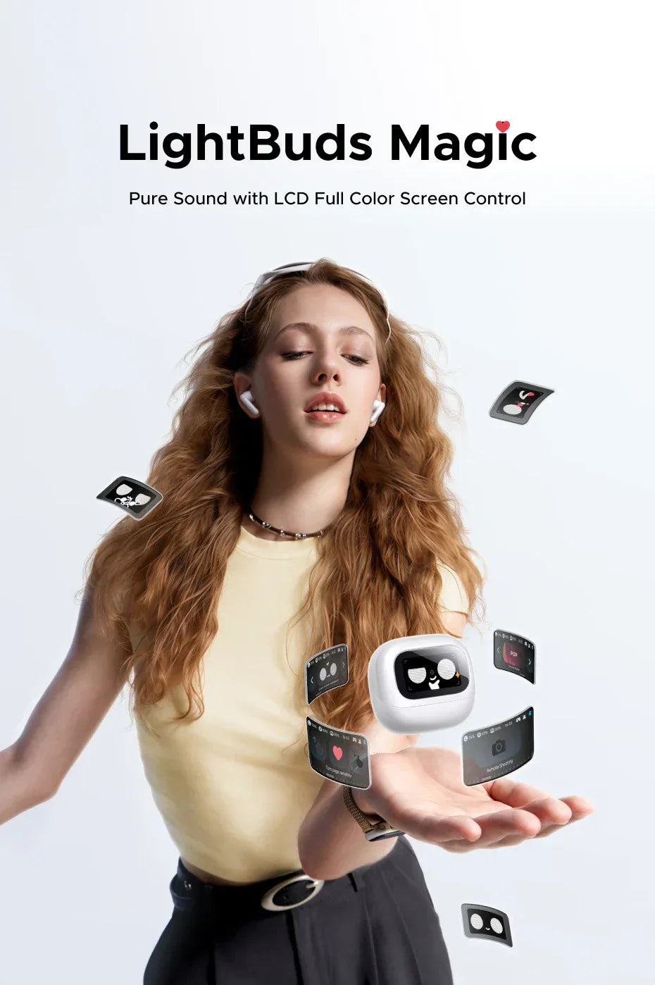 Tidesmit Wireless Earbuds with Smart LCD Screen Case - Black Tidesmit