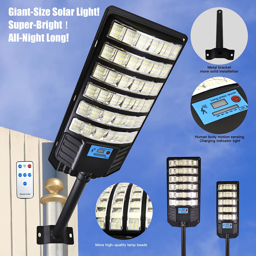 New 288 LED Solar Outdoor Street Light, with Motion Sensor Super Bright Wall Lamp Waterproof Solar Light for Garden Street Patio