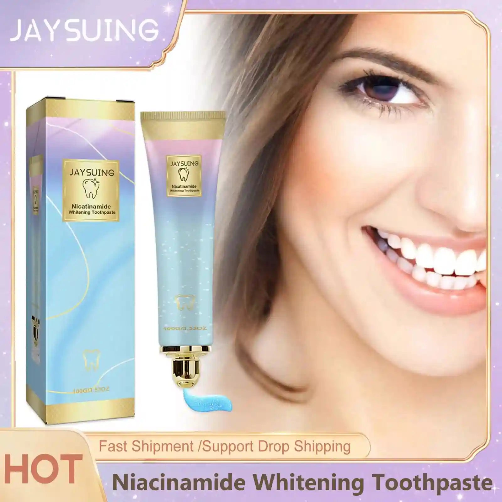 Tidesmit Niacinamide Whitening Toothpaste for stain removal, sensitive teeth strengthening, and fresh mint breath.