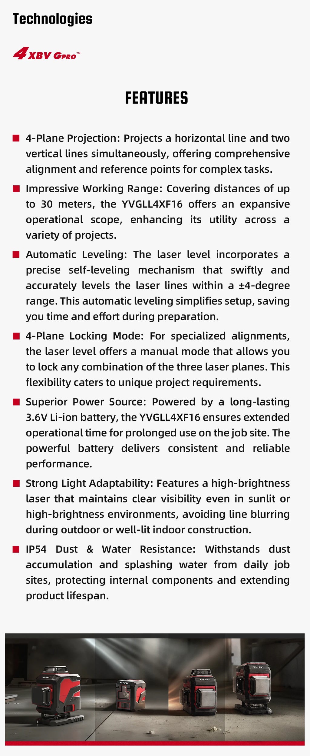 YEVOLT 4D 16 Line Green Laser Level 360 Horizontal Vertical Lines for Household DIY Ceiling Trim Wall Tile Cabinet Fitting Jobs