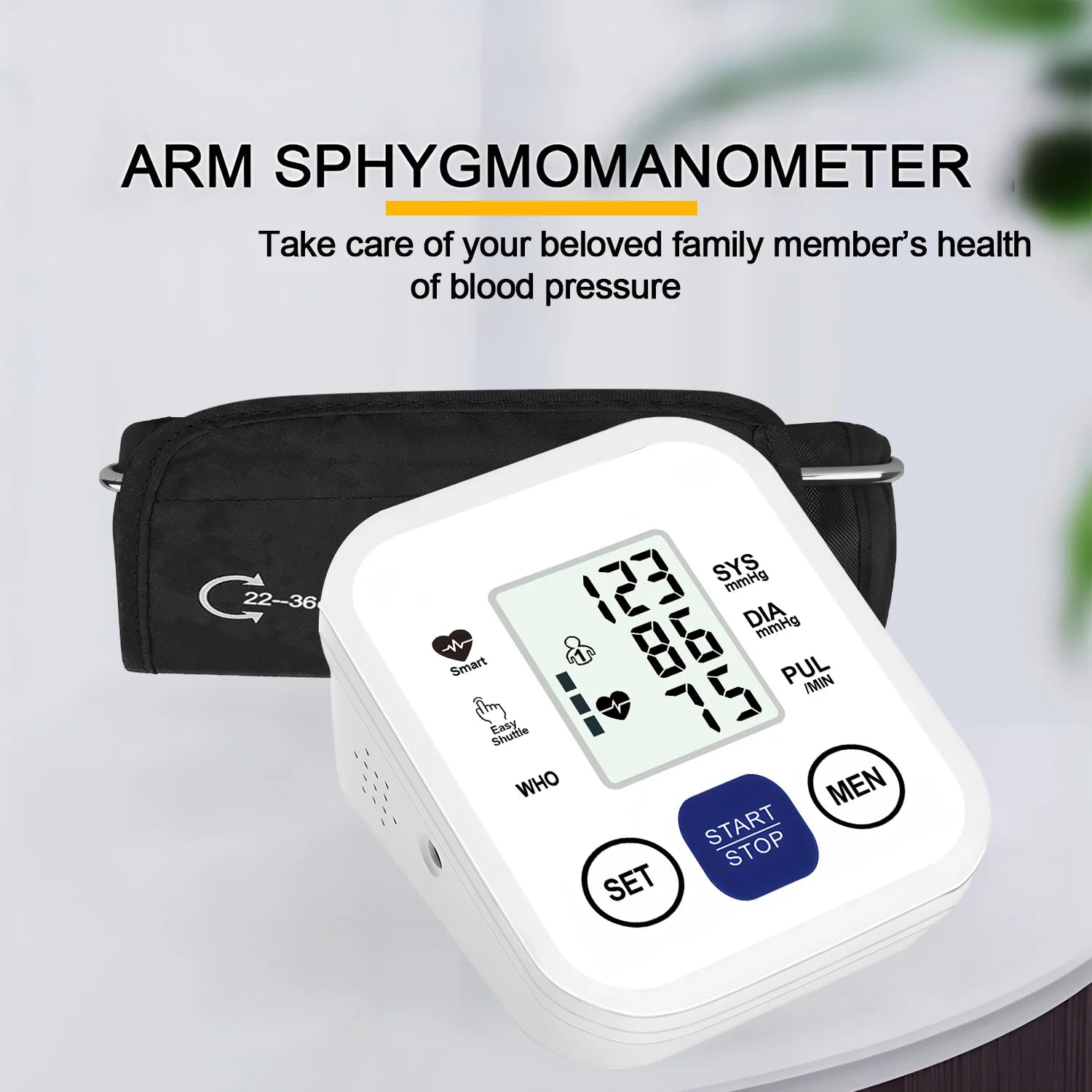 Medical Blood Pressure Tensiometer LED Display Digital BP Heart Rate Meter Arm cuff Blood Pressure Monitor BP Pulse Rate Meter