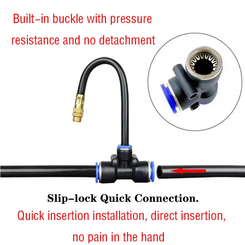 Black slip-lock irrigation connector with brass nozzle adapter