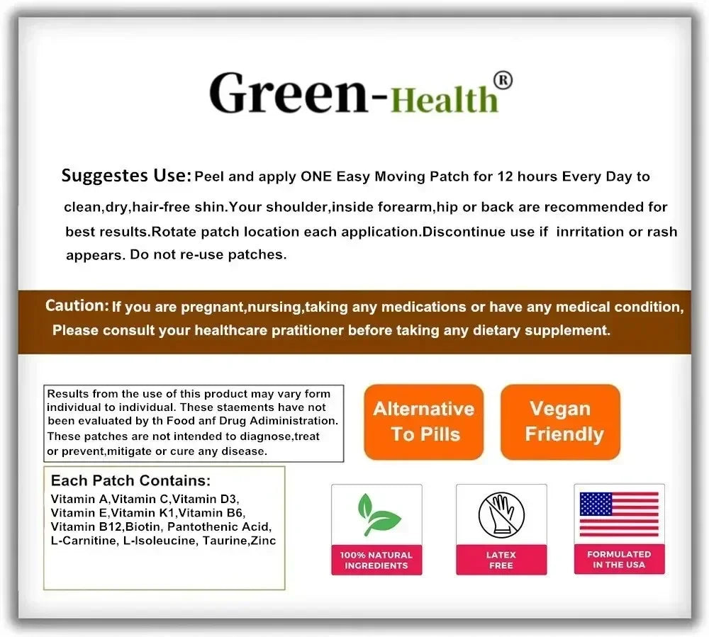 30 Patches Ultra 360 Multivitamin TRANSDERMAL PATCHES for Men with Vitamin A, C, D, E & Zinc for Energy & Immune Support