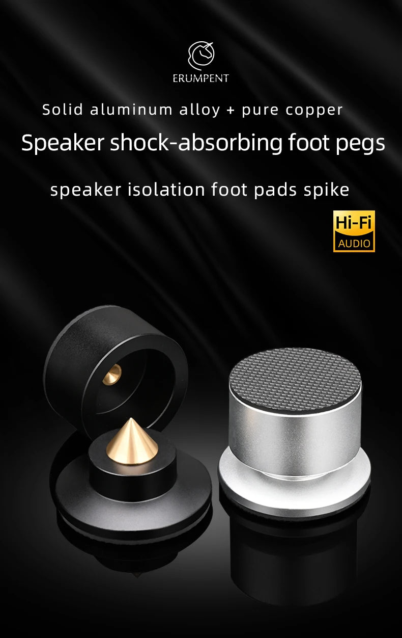 HiFi 4Pcs Speaker Spike Stand Foot Pads Aluminum Alloy Mixer Carbon Fiber Adjustable Shock-absorbing Feet Pegs for Speakers