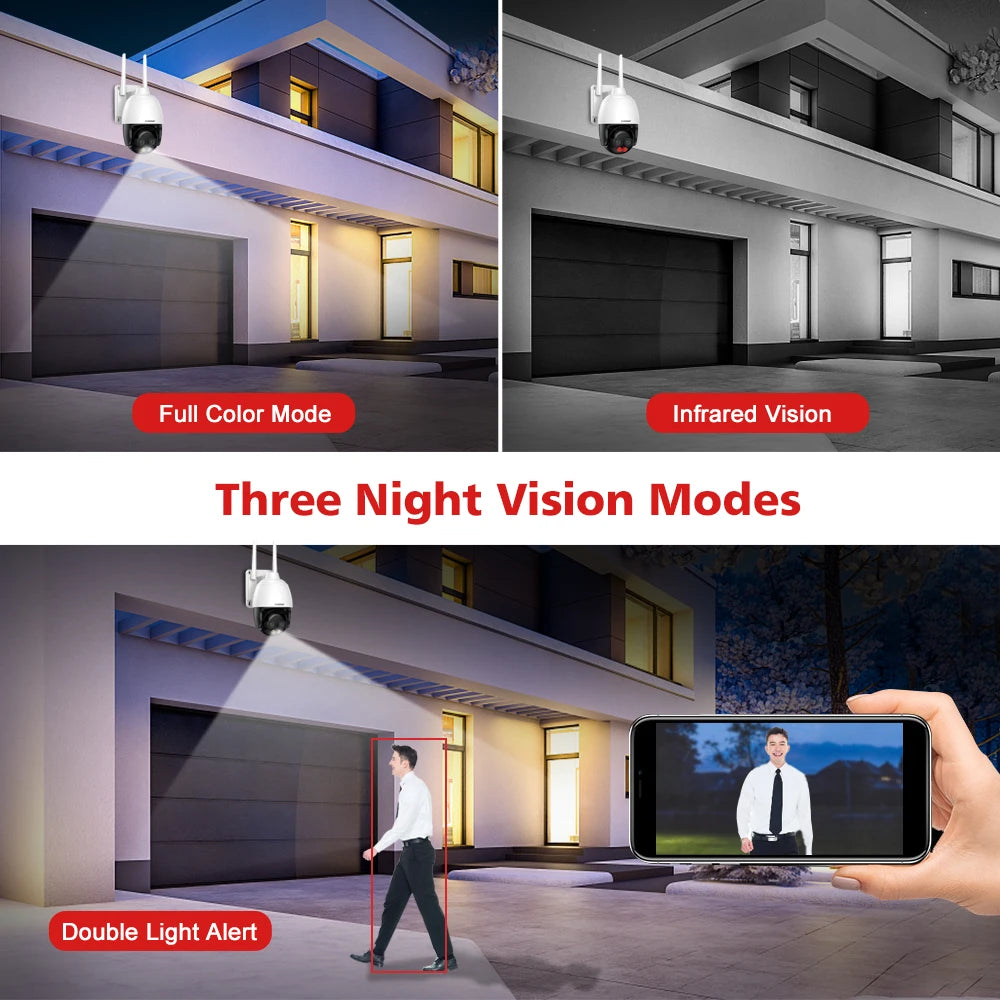 WIFI/4G /POE Surveillance Camera HD 8MP 2.8mm 8mm Dual Lens 10X Digital Zoom AI Humanoid Detection Auto Tracking Security Camera