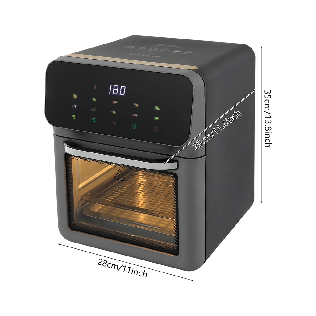 Air Fryer 10L 2.64Gal, Hot Air Fryer with Viewing Window & Touchscreen, 1350W 176-392°F for Family Meals