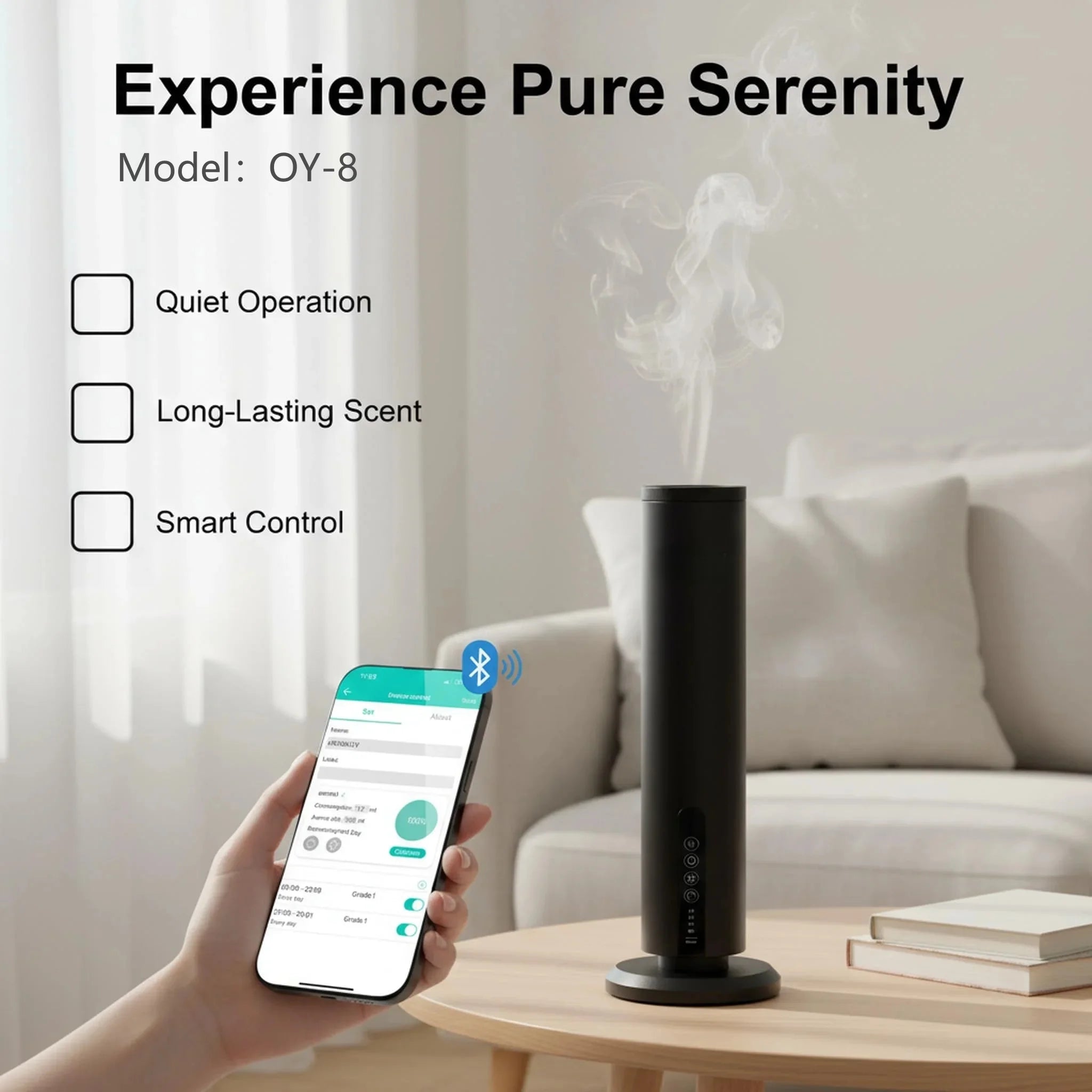 Waterless Essential Oil Diffuser  Wireless Rechargeable Bluetooth Control – Cold Air Aromatherapy Scent Machine for Large Rooms