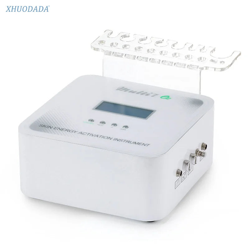 White 7-in-1 multifunctional hydro facial machine with RF, ultrasonic, and microcurrent for professional skin care.