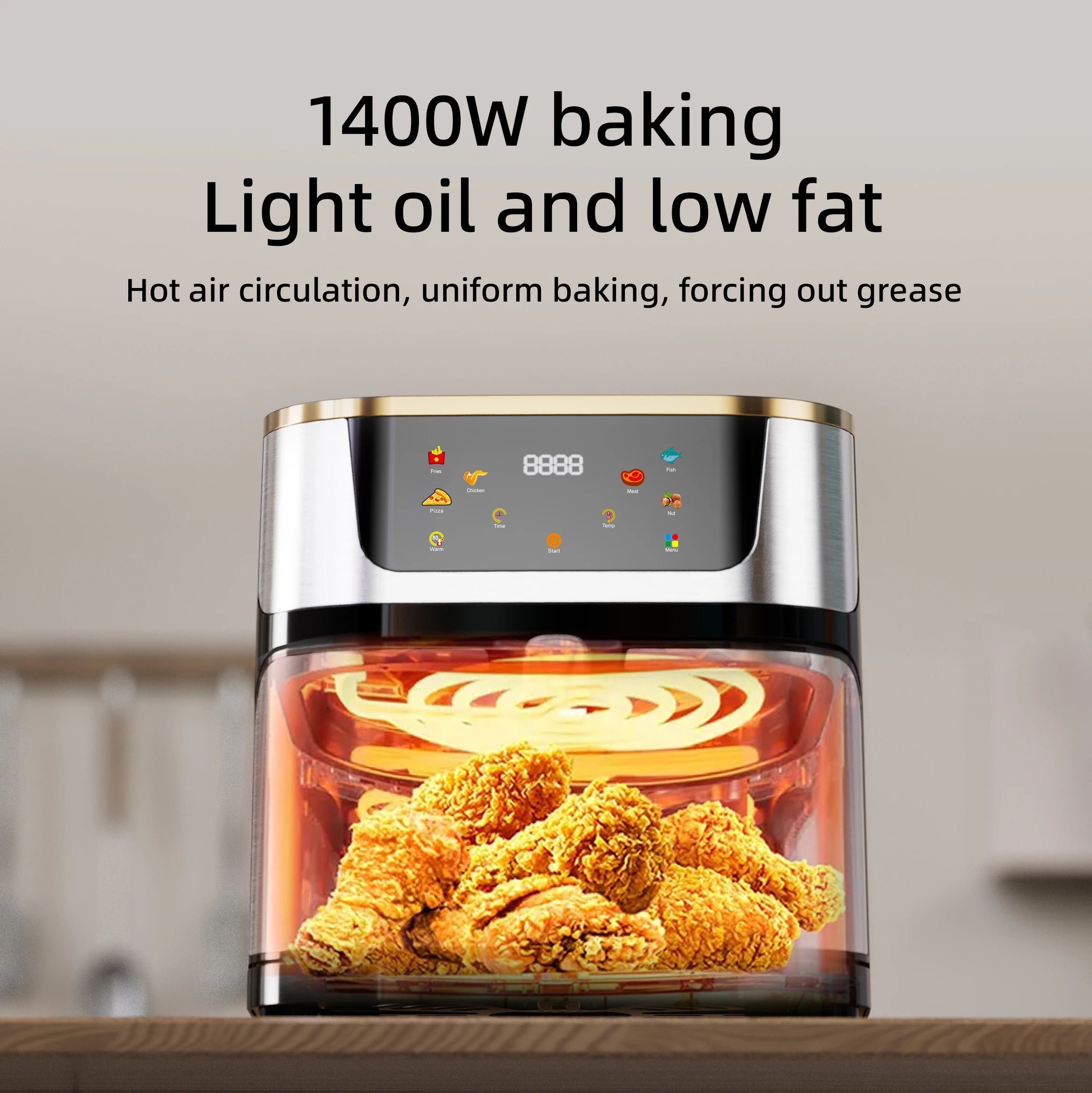 Best Selling Air Fryer 10L with Easy-View Window, Touch Controls, Nonstick, Low Fat Healthy Oil Free Frying