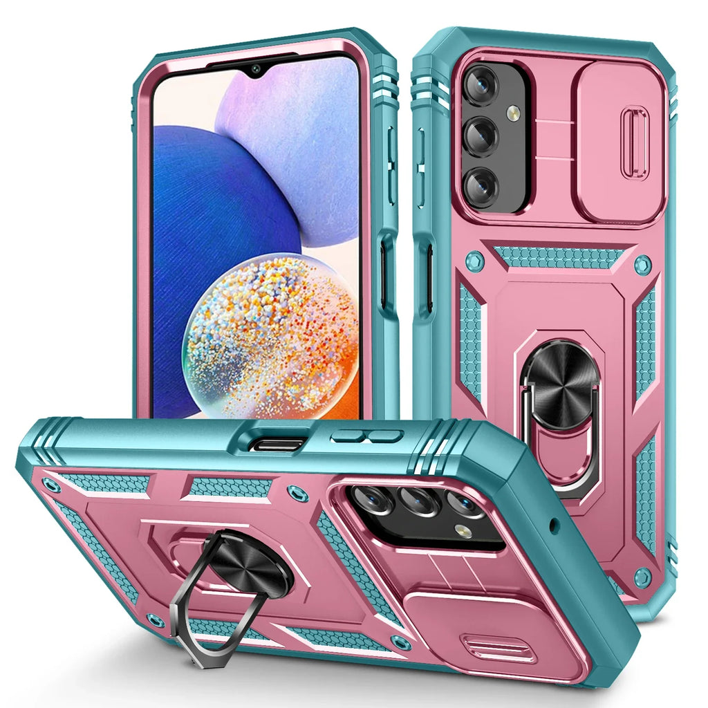 Samsung Galaxy S24 Hard Armor Case - Military-Grade Shockproof Cover Pink Green Tidesmit