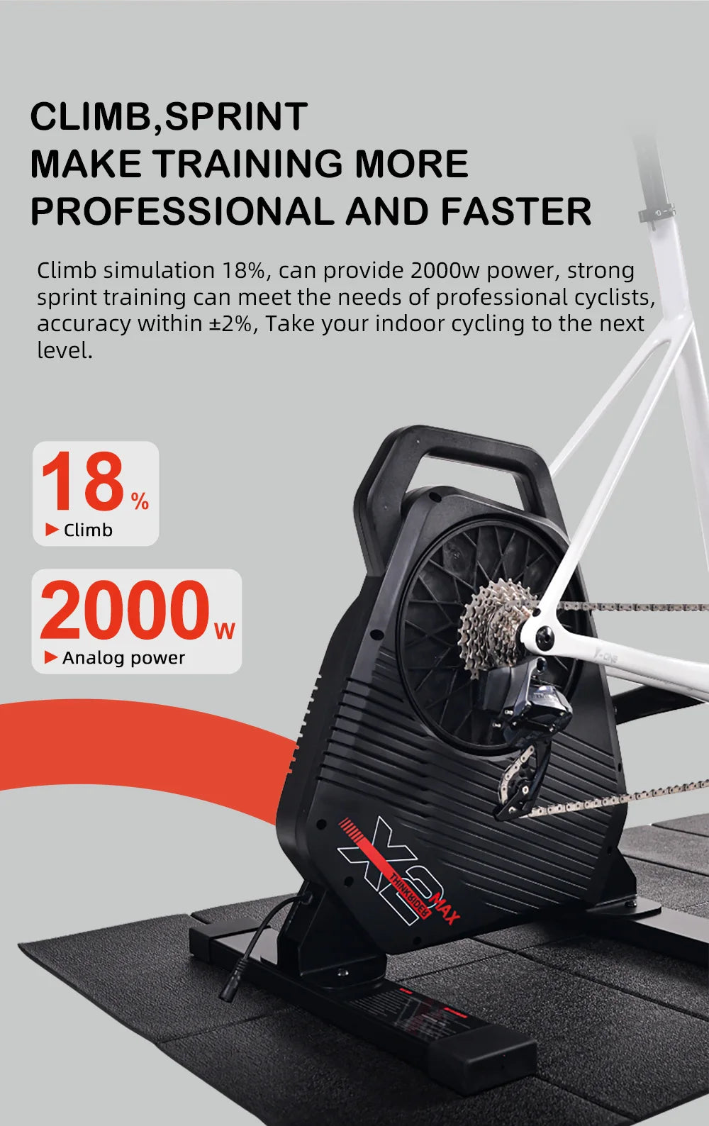 Smart Bike Trainer X2Max with Precision Power Meter for Road and MTB Tidesmit