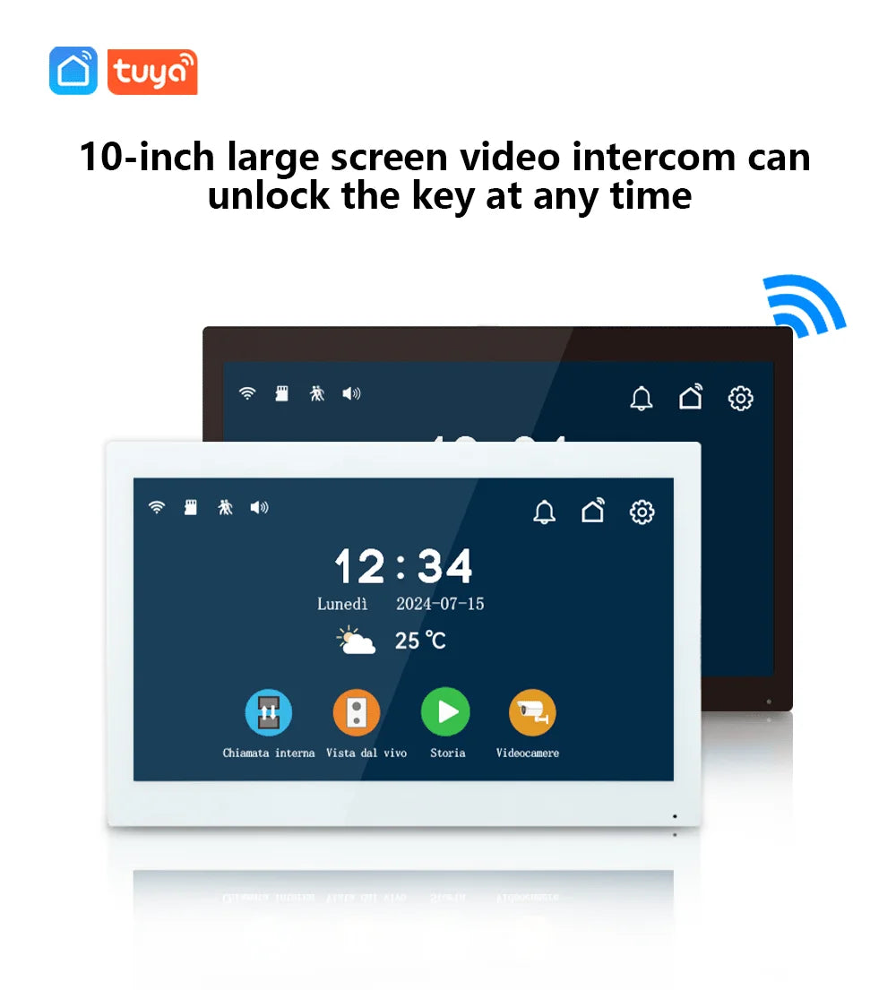 Anjielo 2-Wire TUYA Smart Video Intercom Doorbell Wired 1080P Waterproof Camera WIFI 7/10inch IPS Touch Screen Support IP CCTV