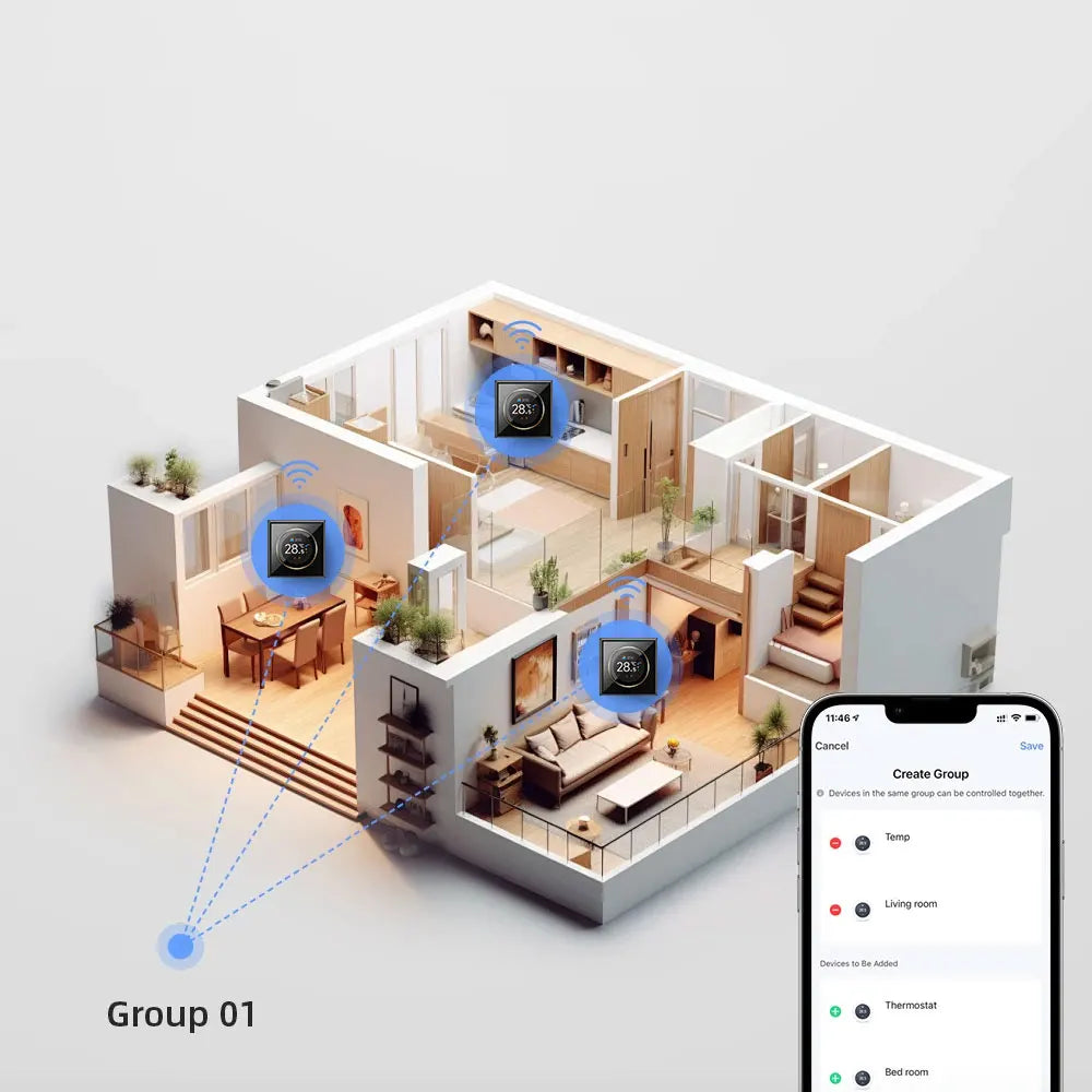 WiFi Smart Knob Thermostat Floor Heating Water Gas Boiler Home Room Programmable Temperature Controller Tuya Alexa Google Home