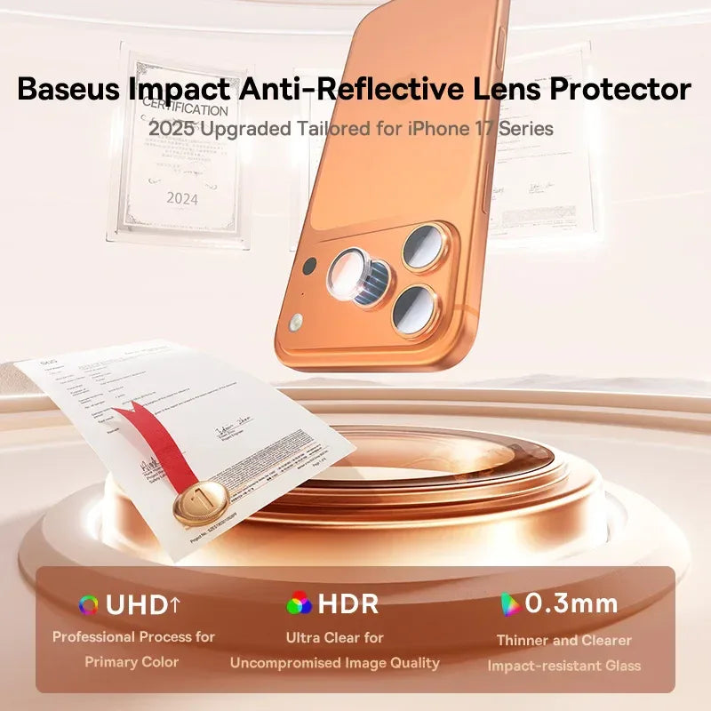 iPhone 17 Pro Max Lens Protector - 9H Hardened Anti-Reflection Glass Tidesmit