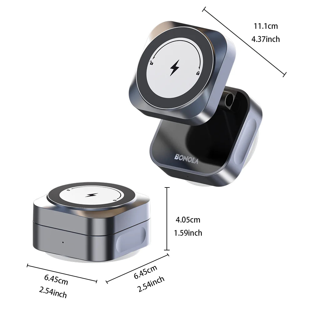 Bonola Suction Cup Car Wireless Charger Foldable for iPhone 17/16/15/Android 15w Magnetic Wireless Charging Vacuum Suction Stand