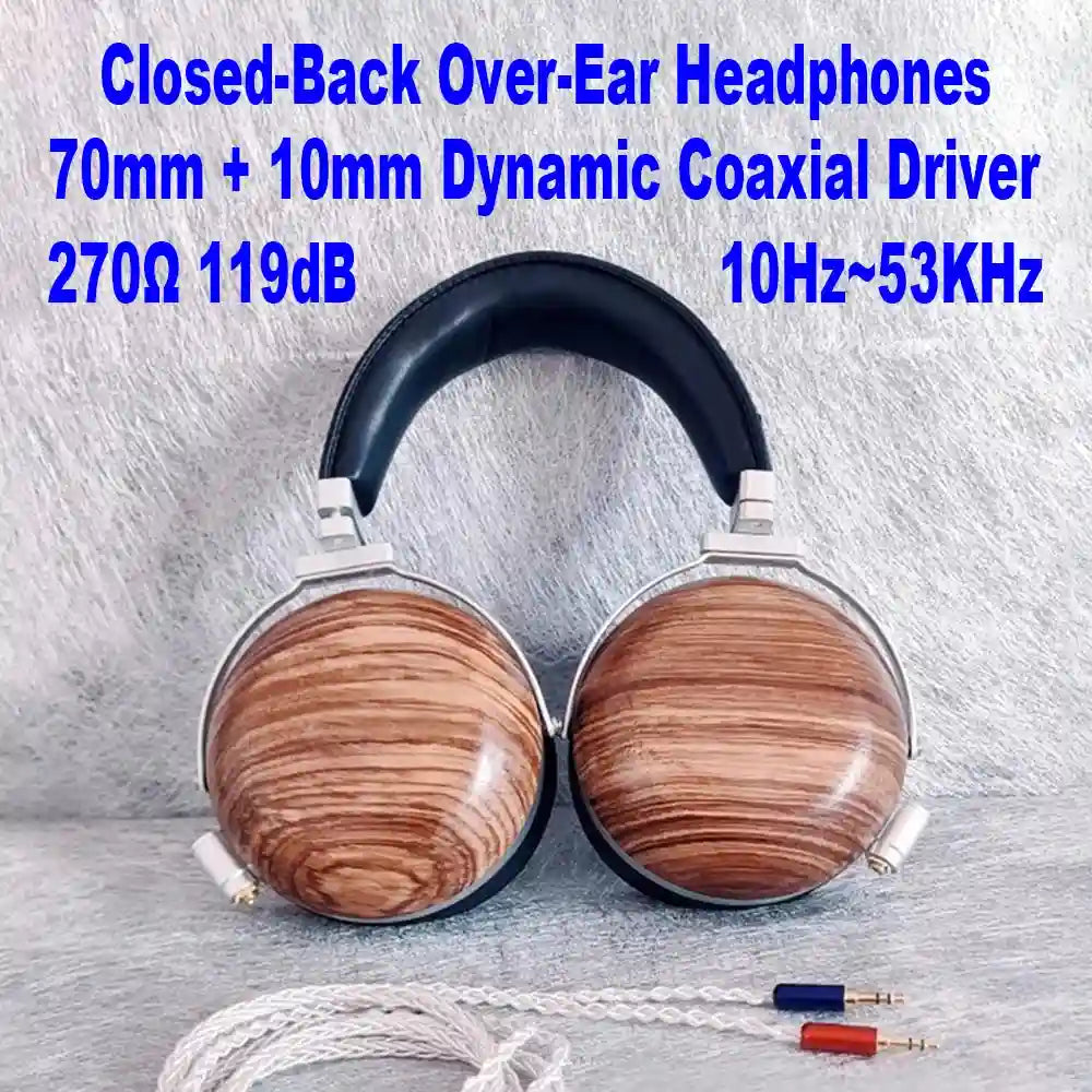 Closed Back Headphones 80mm Coaxial Driver Studio Monitor Default Title Tidesmit